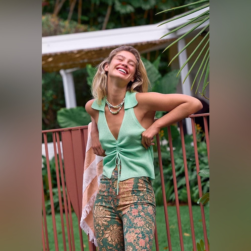 FreePeople Beach- Preston Knit Tank- Green Combo